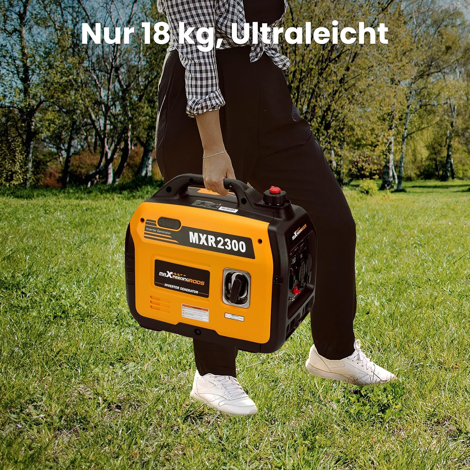 2300W Inverter Stromerzeuger Superleise Tragbarer für Outdoor Camping Wohnmobil 4 Takt Leicht Notstromaggregat Benzin, USB & 230V Steckdosen