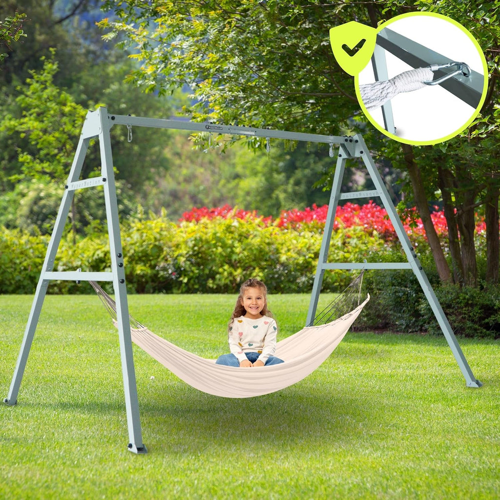 Doppelschaukel, Stahlgestell + Zubehör, Nestchen-Hängematte, max. 180 kg, verstellbare Seile, für Garten/Kinder/Erwachsene, ab 3 J.