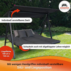 Hollywoodschaukel Lounge Smart – Schaukel zum Sitzen, Liegen & Entspannen, inkl. Bett-Funktion, einfache Montage, hochwertiger Stoff, Grau