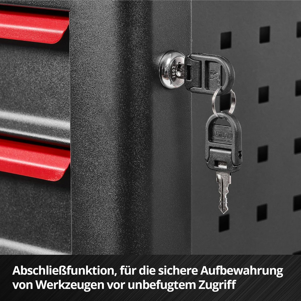 Leerer Werkstattwagen mit 6 Schubladen, Interlock-System, kugelgelagerten Führungsschienen, 135 kg Tragfähigkeit, Feststellrollen