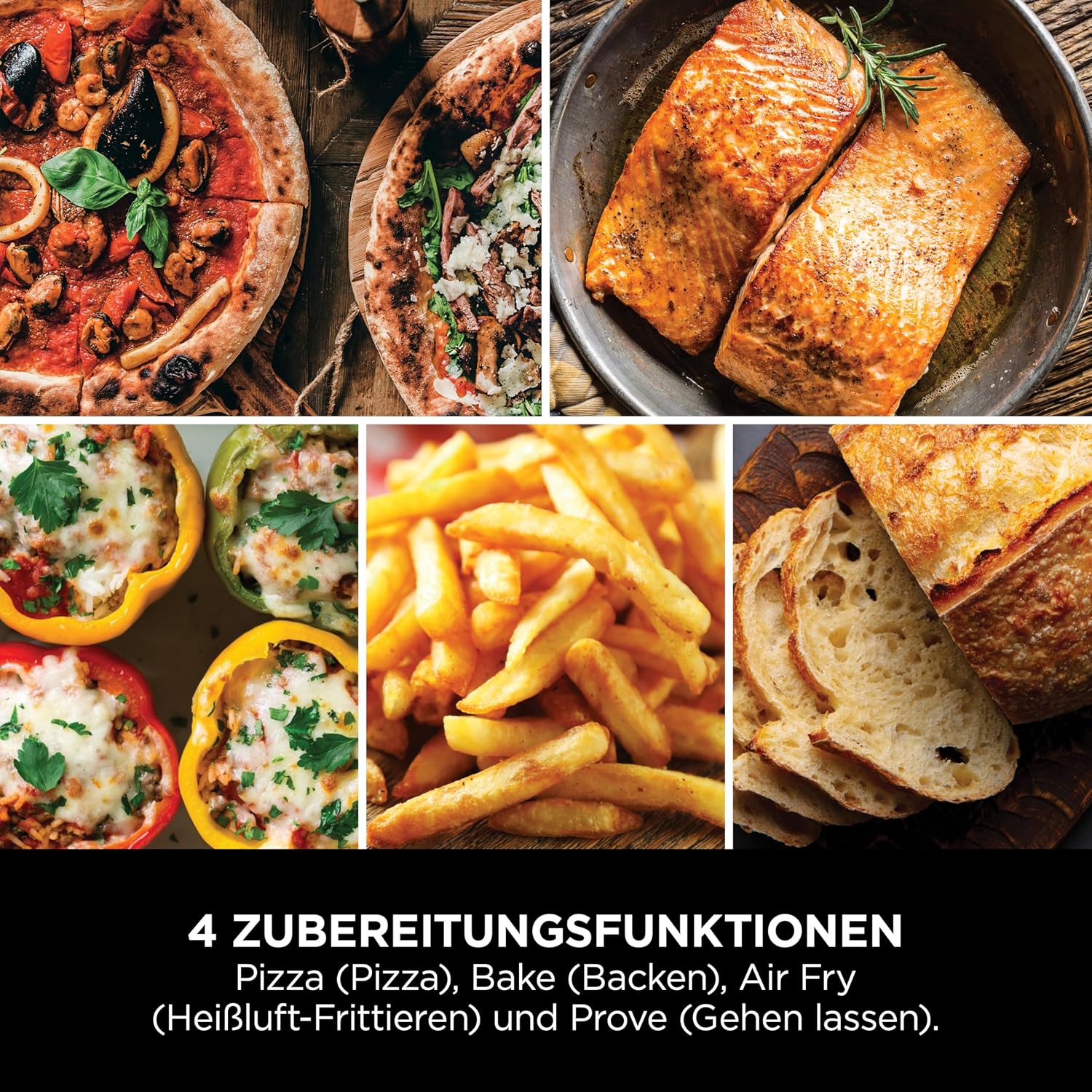 Artisan Outdoor-Pizzaofen + Heißluftfritteuse, 4 Funktionen (Pizza/Air Fry/Bake/Prove), 5 Pizza-Modi, 30cm Pizzastein + Zubehör, grau, MO201EU
