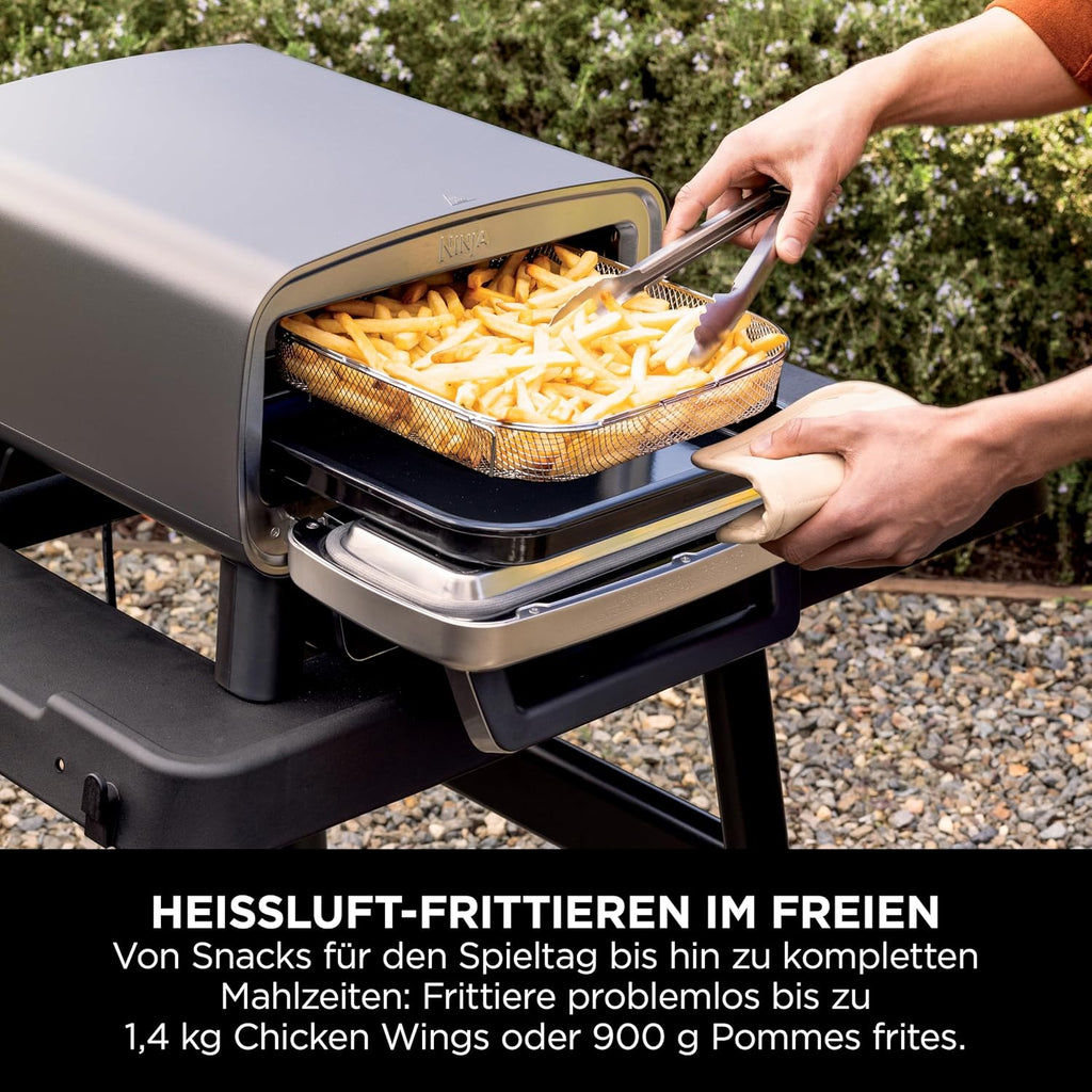 Artisan Outdoor-Pizzaofen + Heißluftfritteuse, 4 Funktionen (Pizza/Air Fry/Bake/Prove), 5 Pizza-Modi, 30cm Pizzastein + Zubehör, grau, MO201EU