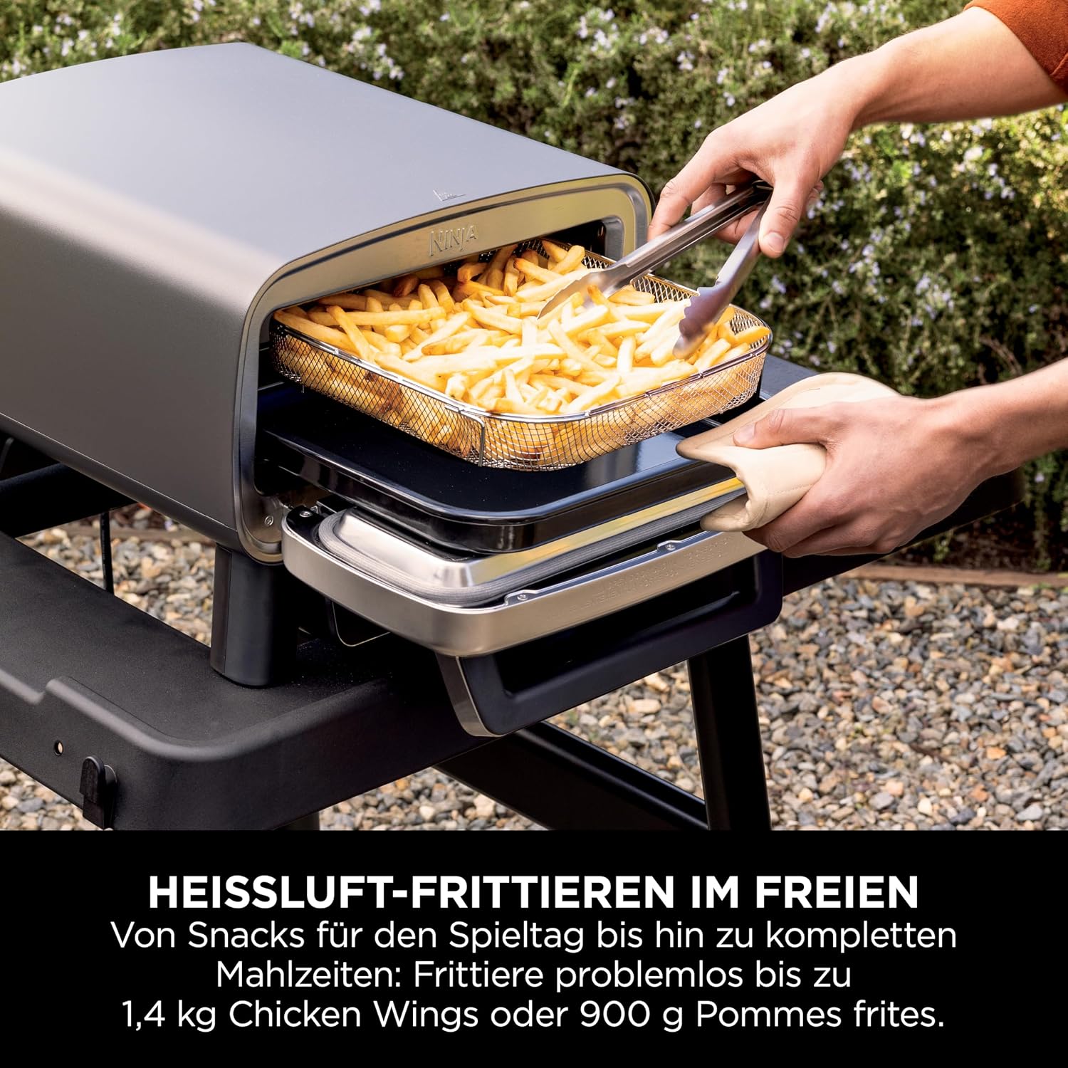 Artisan Outdoor-Pizzaofen + Heißluftfritteuse, 4 Funktionen (Pizza/Air Fry/Bake/Prove), 5 Pizza-Modi, 30cm Pizzastein + Zubehör, grau, MO201EU