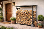 Metall Kaminholzregal 185x70x185 cm, 40 mm Stahlprofil, Anthrazit, Wetterfest, Kapazität 2,3 m³ (3,5 SRM), XXL Garten Kaminholzunterstand Stapelhilfe