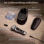 Series 9 PRO+ 9567cc, Silber - Elektrorasierer, 5+1 Ultradünne Klingen, Barttrimmer, 60 Min. Akku, wasserdicht, Etui, 6in1 SmartCare Center