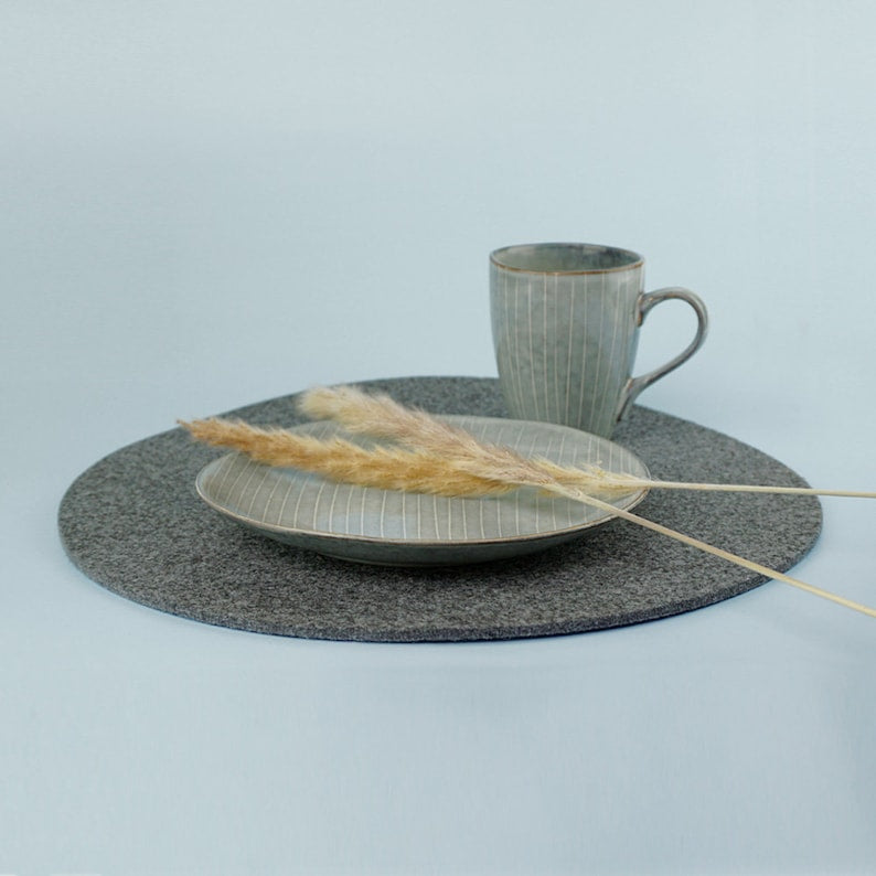 rPET Filz Tischsets rund Ø36cm 4mm Stärke recycelt