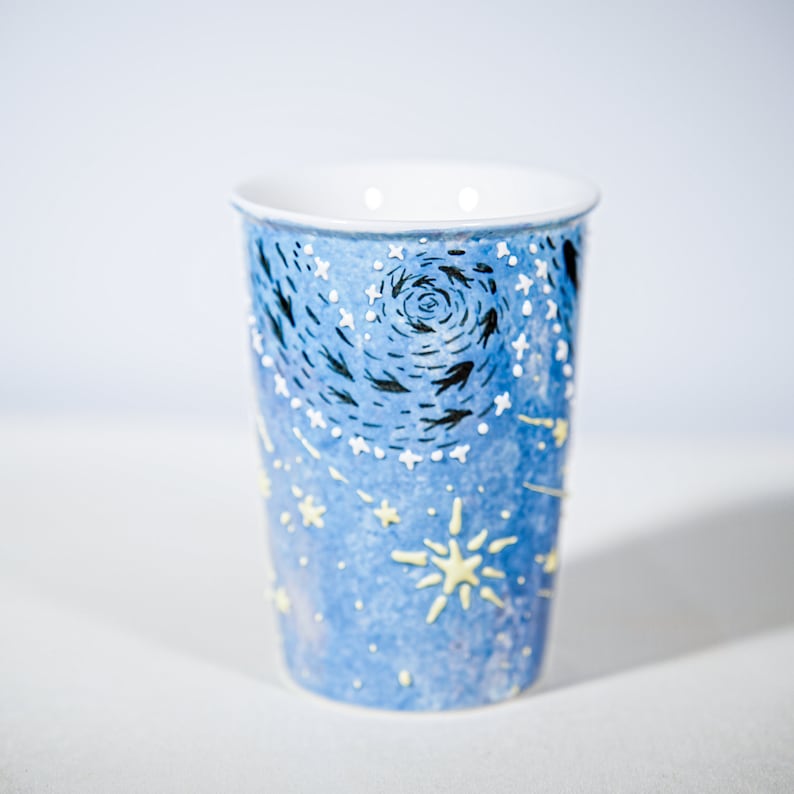 Handgemachte Keramik Tasse Sternennacht Ozean Wal Becher Kaffeetasse