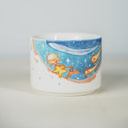 Handbemalte Kaffeetasse - Blau-Weiß Porzellan Espresso Tasse mit Wal-Motiv und Sternenhimmel - Nautische Tasse