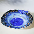 Handgefertigte Ocean Vortex Keramikplatte mit Walskulptur, Ice Crack Texture