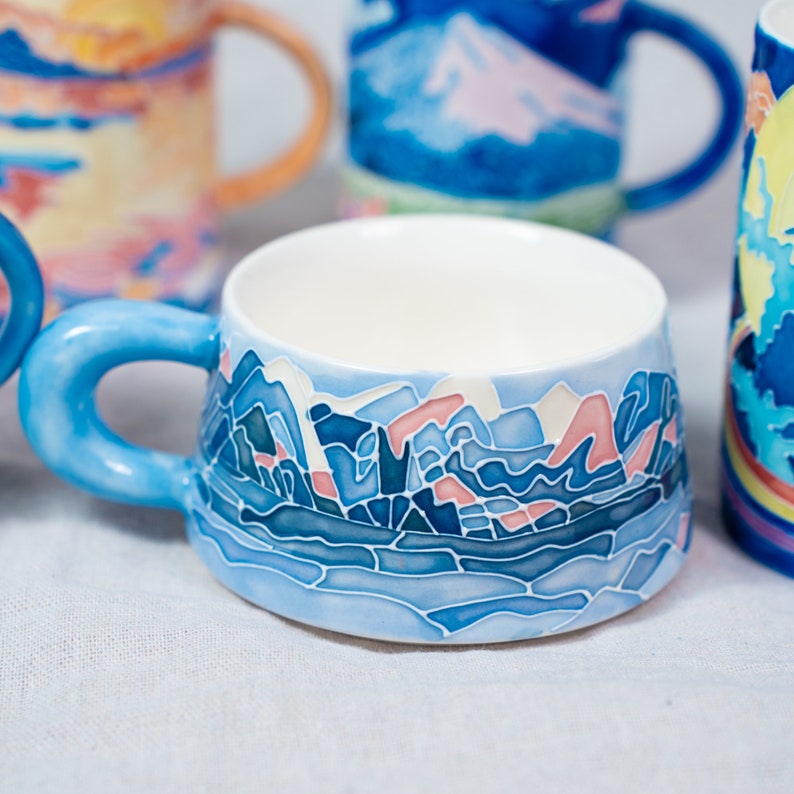 Handbemalte Keramik Kaffeetasse Ozean Design Wal Orca Becher Marine Trinkglas Wohnkultur