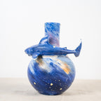 Handgefertigte Keramik Hai Vase Handbemalt Ozean Deko 20cm