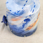 Handgefertigte Keramikvase mit Hai-Design und Sternenmotiv, 23 cm, Indoor-Blumenvase, Ozean-Dekoration