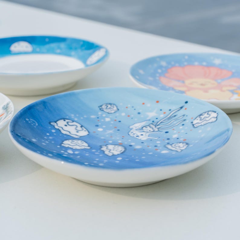 Handbemalte Keramikschale Ozean Trinket Schale Fairycore Wohnkultur Geschenk