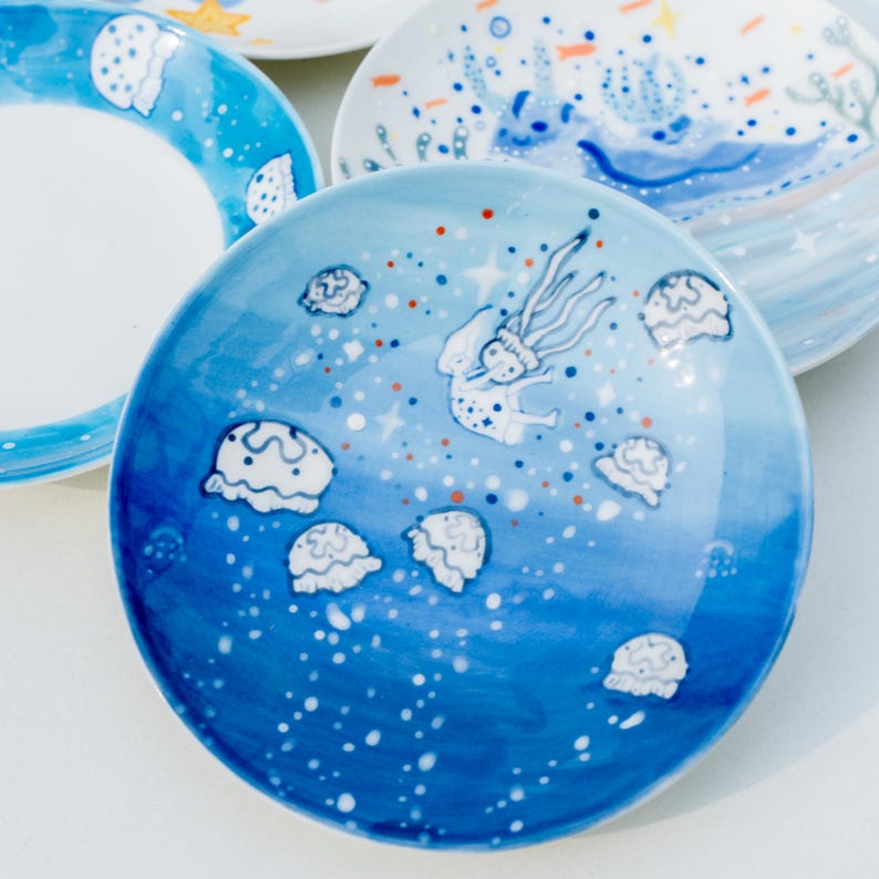Handbemalte Keramikschale Ozean Trinket Schale Fairycore Wohnkultur Geschenk