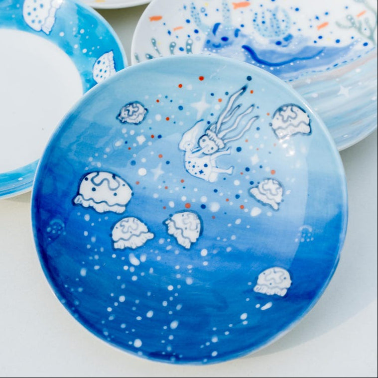 Handbemalte Keramikschale Ozean Trinket Schale Fairycore Wohnkultur Geschenk