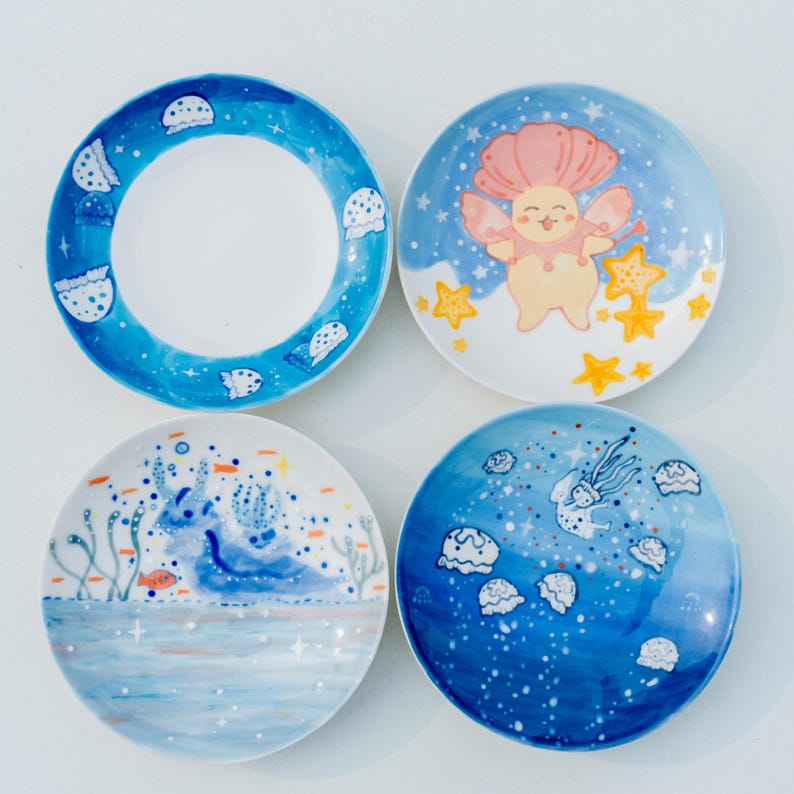 Handbemalte Keramikschale Ozean Trinket Schale Fairycore Wohnkultur Geschenk