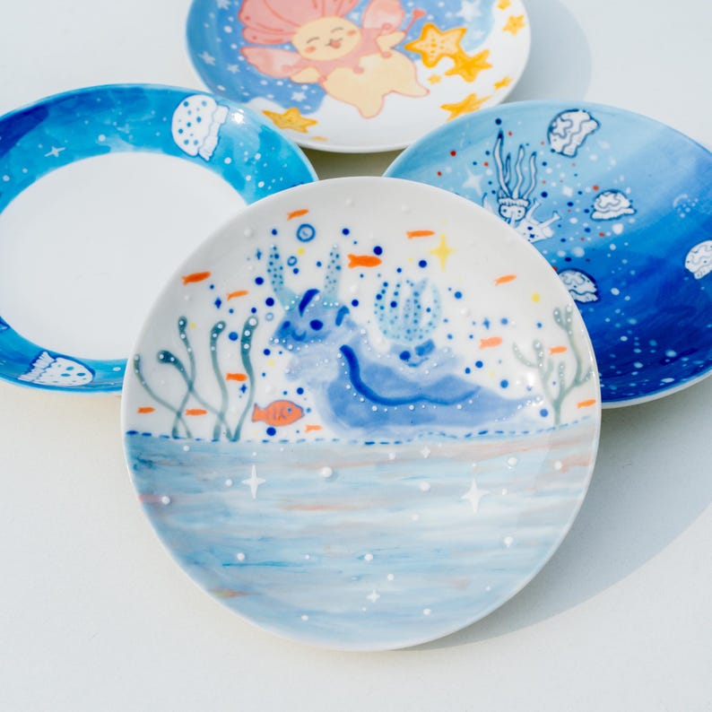 Handbemalte Keramikschale Ozean Trinket Schale Fairycore Wohnkultur Geschenk