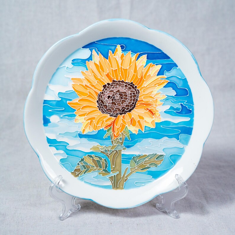 Handgefertigte Keramik Dekorative Platte mit unregelmäßigen Kanten, Sunlit Bloom, Kunstgalerie Exponat, Erntedankfest Geschenk