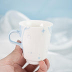 Handgefertigte Porzellan Tasse & Untertasse Set - Kawaii Weißwal Keramik Tasse mit Teller