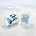 Handbemalte Keramik Tassen Set Orca & Stachelrochen | Ocean Inspiriert Blau Kaffeetassen