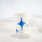 Handgemachte Keramiktasse-Set | Blau-weißes Wal Orca Sterne Design | Kinder Geschenk