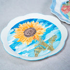 Handgefertigte Keramik Dekorative Platte mit unregelmäßigen Kanten, Sunlit Bloom, Kunstgalerie Exponat, Erntedankfest Geschenk
