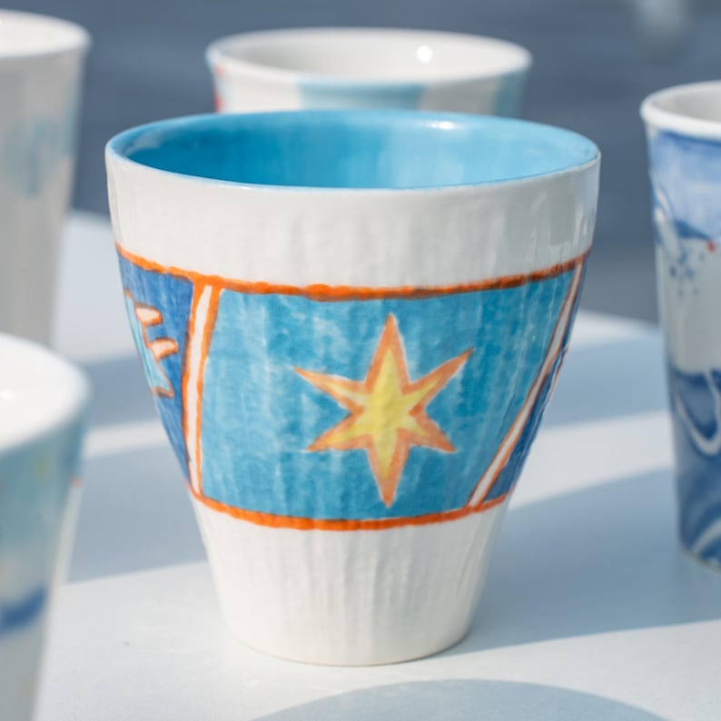 Handbemalte Fantasy Keramik Cappuccino Tasse Dreamscape Adventure