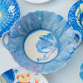 Wellen Keramikschale mit Mondschein und Delfin | Handgefertigte Servierschale für Essen oder Schmuck