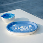 Handgemachte Keramik Ringschale Ocean Blue mit Quallenmotiv – Verspieltes Trinket Tablett