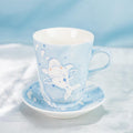Handgefertigte Porzellan Tasse & Untertasse Set - Kawaii Weißwal Keramik Tasse mit Teller