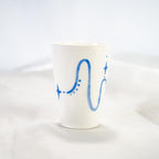 Handgemachte Keramiktasse-Set | Blau-weißes Wal Orca Sterne Design | Kinder Geschenk