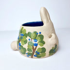 Handgefertigter Keramik Blumentopf Kaninchen, Blaubeer Kawaii Pflanzer, Natur Ton