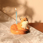 Keramik Fuchs Kerzenhalter - Handgemachte Fuchsfigur für Walddeko Geburtstagsparty