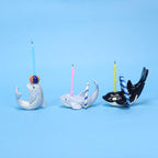 Personalisierter Orca Delfin Kerzenhalter Keramik Figur Geburtstag Kuchen Topper Party Dekoration