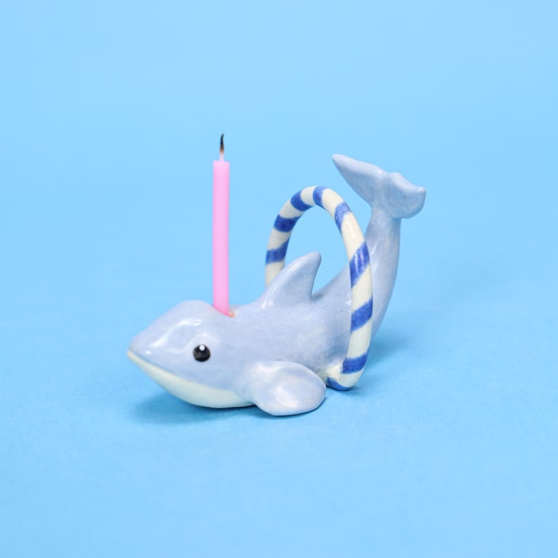 Personalisierter Orca Delfin Kerzenhalter Keramik Figur Geburtstag Kuchen Topper Party Dekoration