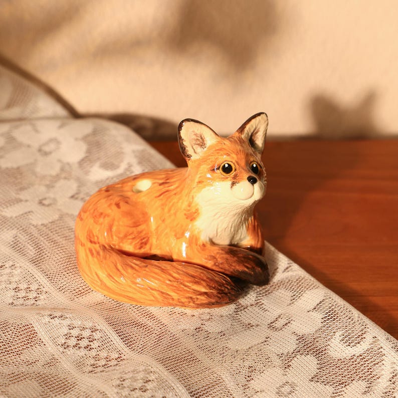 Keramik Fuchs Kerzenhalter - Handgemachte Fuchsfigur für Walddeko Geburtstagsparty