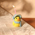 Kawaii Keramik Kerzenhalter Ente mit blauer Haube für Geburtstagsfeier Frühlingsdeko