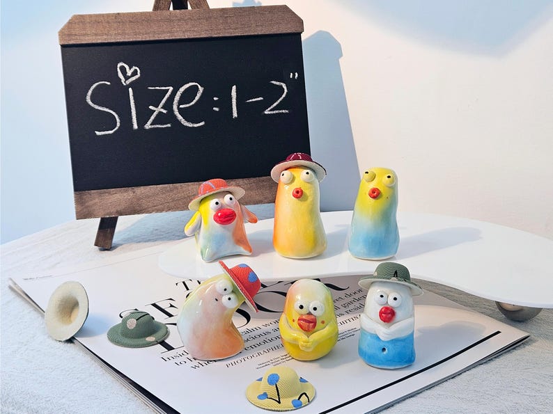 Handgemachte Keramikfigur: Einzigartige Schreibtischdekoration, 1-2 Zoll