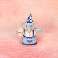 Handgefertigter Keramik Elefant Kerzenhalter Blau