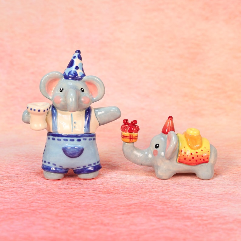 Handgefertigte Keramik Elefant Kerzenhalter Set - Geburtstagsgeschenke, Elefant Figuren, Keramik Wohnkultur