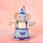 Handgefertigter Keramik Elefant Kerzenhalter Blau