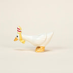 Handgefertigte Keramik Gans Kuchen Topper Partyhut Porzellan Figurine Geburtstag Kerzenhalter