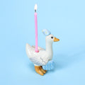 Handbemalte Keramik Gans Kuchendeckel mit blauer Schlafmütze, handgefertigte Porzellanfigur, Kerzenhalter