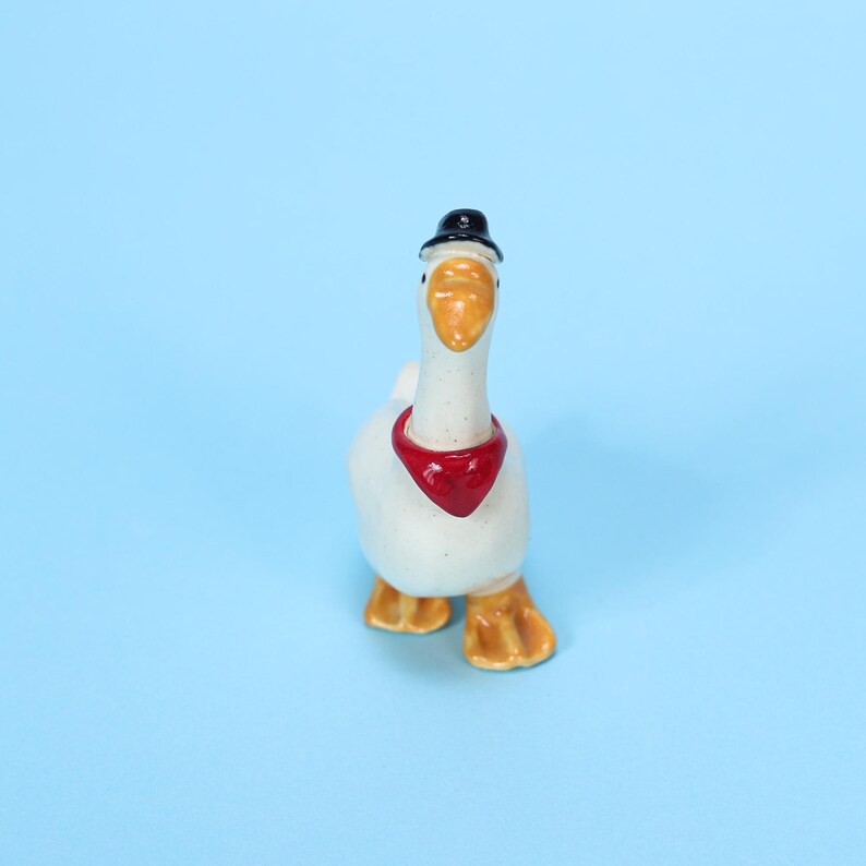 Handgemachte Keramik Gans Kuchen Topper mit Kerzenhalter - Niedliche Tierfigur für Geburtstagsparty Dekoration