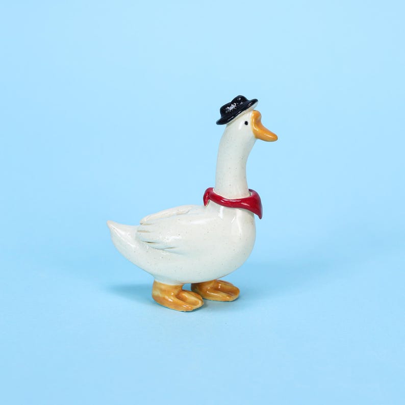 Handgemachte Keramik Gans Kuchen Topper mit Kerzenhalter - Niedliche Tierfigur für Geburtstagsparty Dekoration