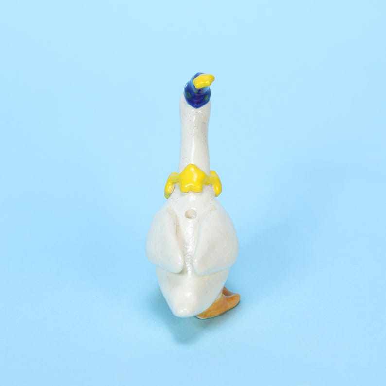 Blauer Partyhut Gans Kuchen Topper Handbemalte Porzellan Figur Kerzenhalter Handgemacht