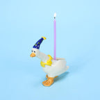 Blauer Partyhut Gans Kuchen Topper Handbemalte Porzellan Figur Kerzenhalter Handgemacht