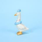 Handgemachte blaue Schlafmütze Gänse Kuchen Topper Keramik Geburtstag Kerzenhalter Tier Figur Party Dekoration