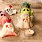 Handbemalter Geist Keramik Kerzenhalter Halloween Leuchten Keramik Wohnkultur kokette rosa gruselige niedliche Figur Süßes oder Saures