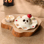 Handgefertigte Keramik Geist Figur Teelichthalter Halloween Kerzenhalter Apfel Design